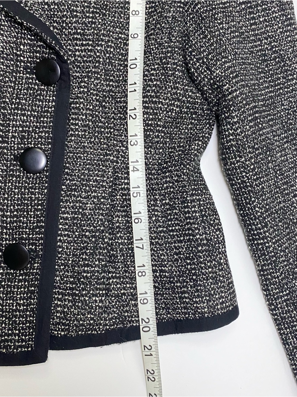 Banana Republic Petite 2P Black White Tweed Wool Blend Double Breasted Blazer - Picture 15 of 16